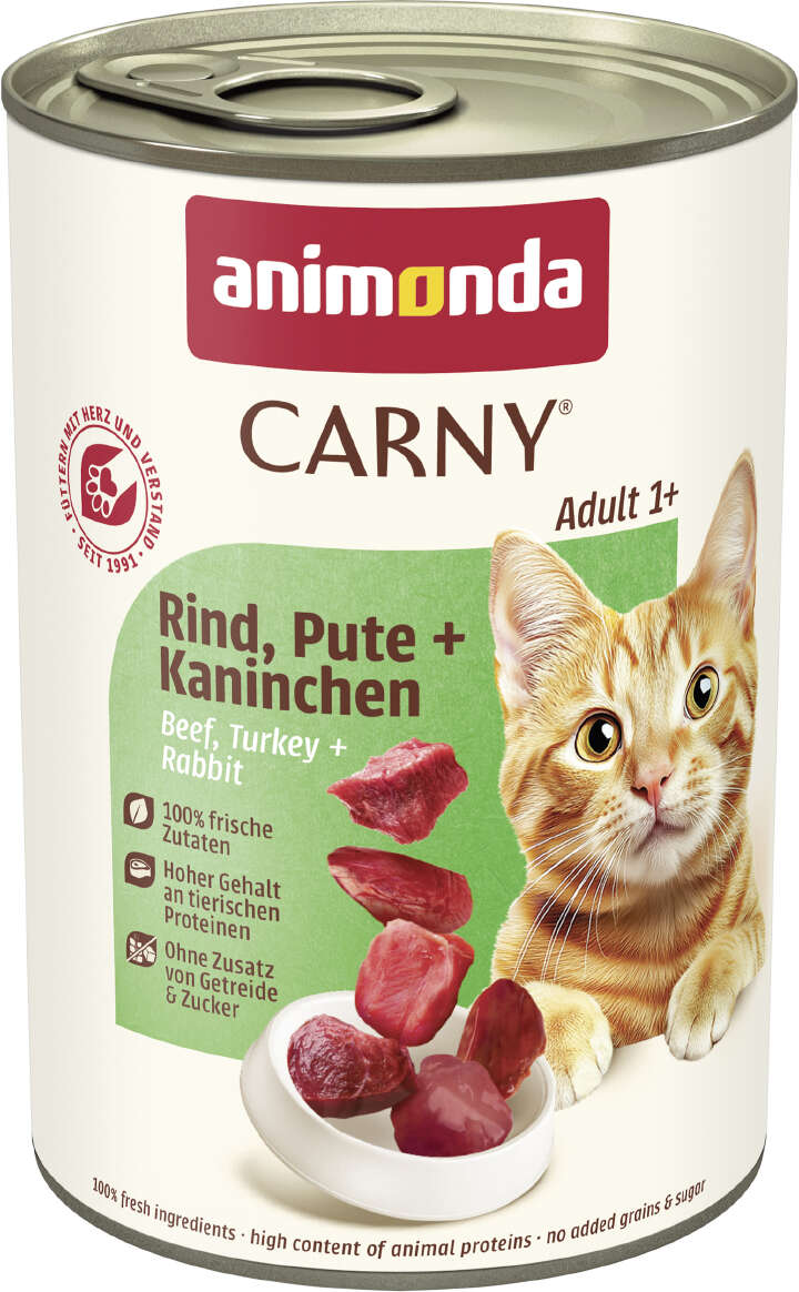 animonda Katzen-Nassfutter Carny Adult Rind, Pute + Kaninchen
